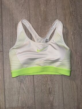 Nike White Sports Bra with Neon Green Accents